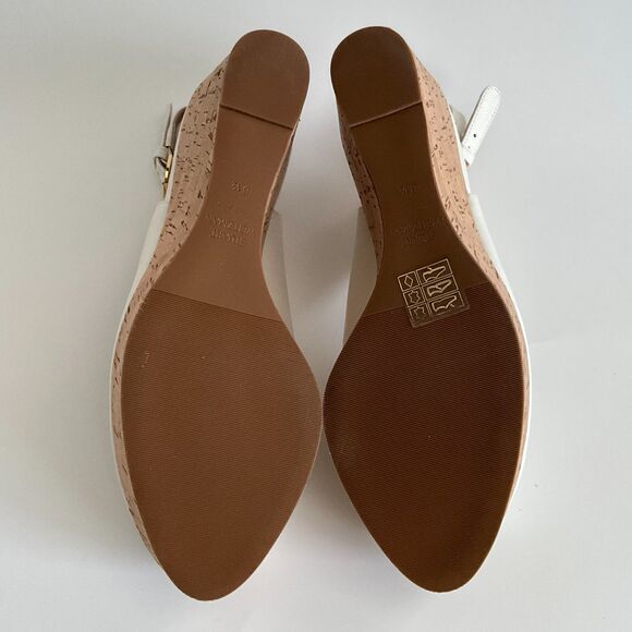 Stuart Weitzman Beige Leather Rinna Wedge Peep-toe Sling Back Sandals 8.5 - Picture 9 of 12